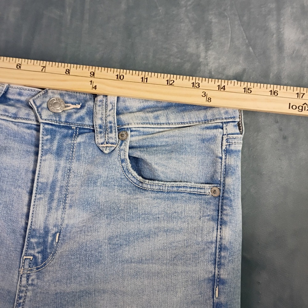 American Eagle Next Level Stretch High Waisted Flare Jeans Light Wash Blue Sz 8 - Picture 4 of 7